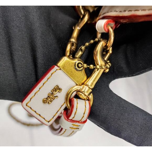 EXCELLENT CONDITION Coach Tea Rose Appliqué Leather Chain Shoulder Bag Ivory - Picture 12 of 12